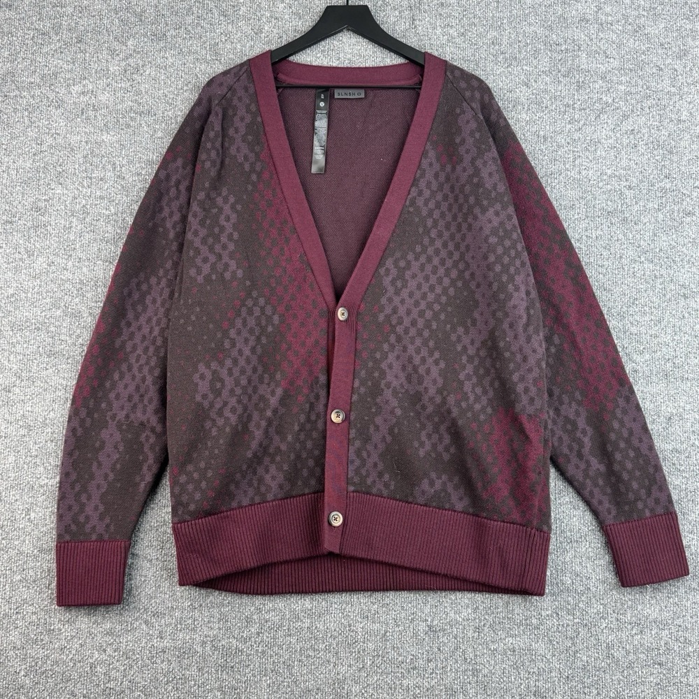 Lululemon x Saul Nash Cardigan Mens XL Burgundy Merino Wool Jacquard SLNSH